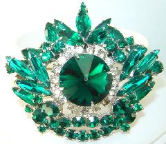 Green Navettes Rivoli/Margarita Brooch