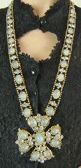 White (chalk Or Milk) Cabochons Plastic Necklace
