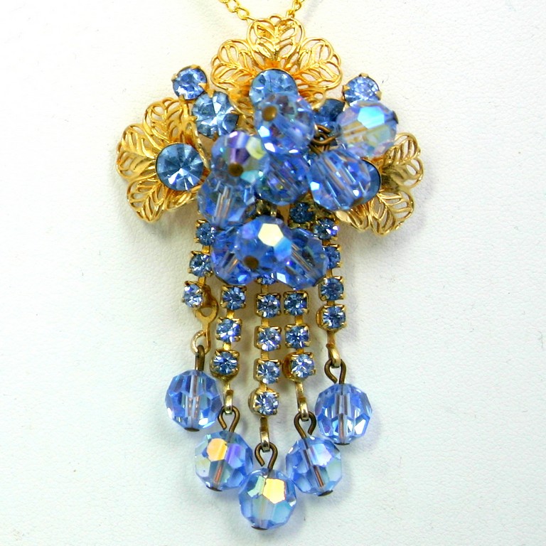 Front view of Blue Chatons Only Pin Pendant