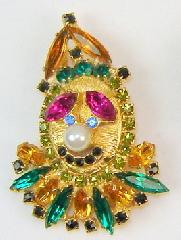 Green Navettes Pearl Brooch