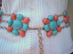 Multiple Colors Cabochons Plastic Belt