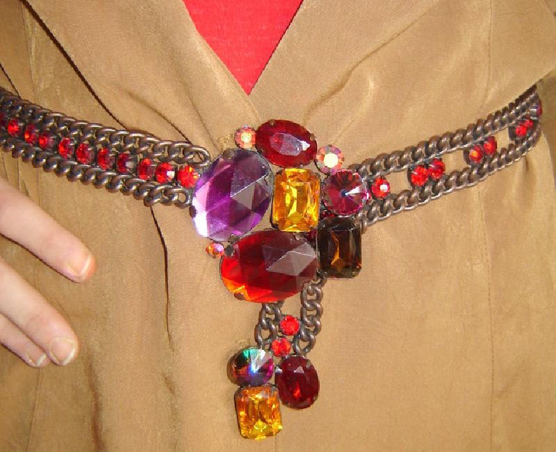 Front view of Multiple Colors Oval Rivoli/Margarita Belt