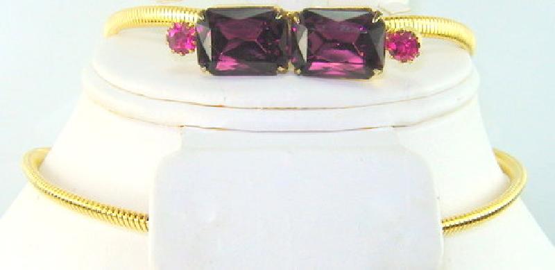 Front view of Purple (cardinal) Emerald Cut Belt