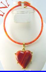 Orange Heart Plastic Necklace