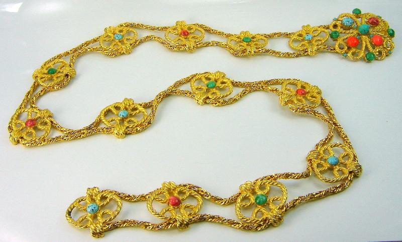 Front view of Multiple Colors Cabochons Belt