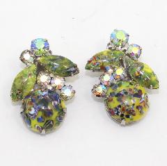 Yellow Navettes Spotted Earrings Clip