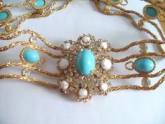 Turquoise Cabochons Plastic Belt