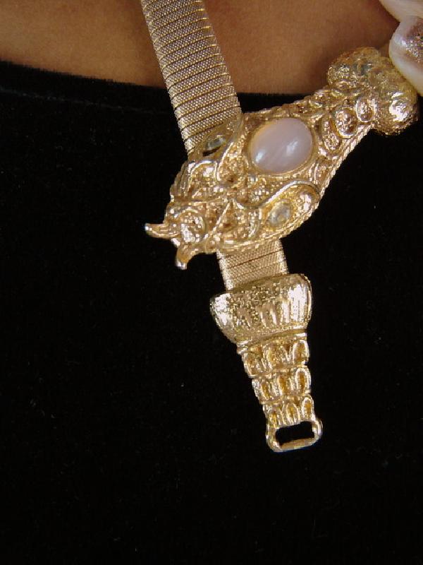 Front view of White (chalk Or Milk) Cabochons Belt