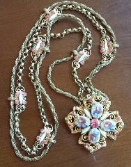 White (chalk Or Milk) Cabochons Painted (hand/Transfer) Necklace
