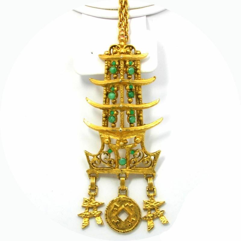Front view of Green Cabochons Pendant