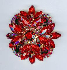 Red Navettes Brooch
