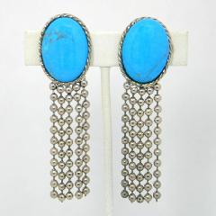 Turquoise Cabochons Earrings Clip