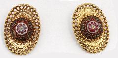 Red Cabochons Molded/Cut Earrings Clip