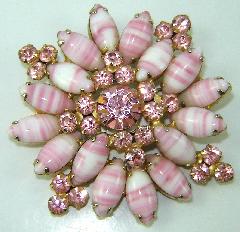 Pink Navettes Striped Brooch