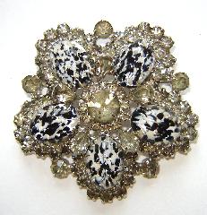 Gray (black Diamond) Cabochons Spotted Brooch