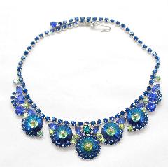 Blue Navettes Rivoli/Margarita Necklace