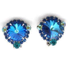 Blue Chatons Only Rivoli/Margarita Earrings Clip