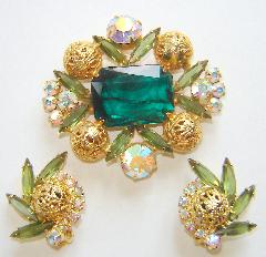 Green Navettes Earrings Clip