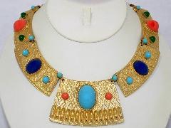 Multiple Colors Cabochons Plastic Necklace