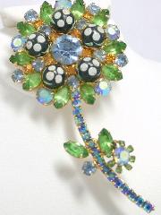 Green Navettes Painted (hand/Transfer) Brooch