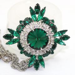Green Navettes Rivoli/Margarita Pin Pendant