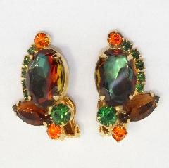 Fall Oval Multi-Color/Shaded Earrings Clip