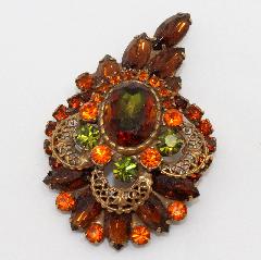 Fall Oval Multi-Color/Shaded Brooch