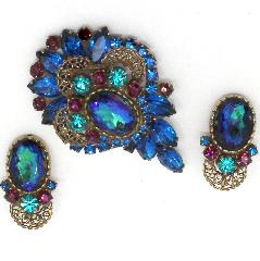 Blue Oval Multi-Color/Shaded Brooch
