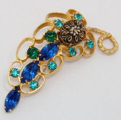 Blue Cabochons Molded/Cut Brooch