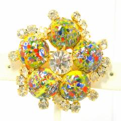 Yellow Cabochons Spotted Brooch