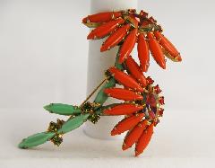 Orange Navettes Multi-Color/Shaded Brooch
