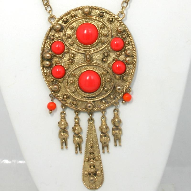Front view of Orange Cabochons Plastic Pendant