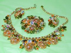 Orange Cabochons Painted (hand/Transfer) Necklace