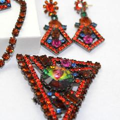 Orange Baguettes Rivoli/Margarita Brooch
