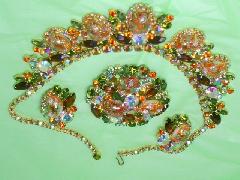 Orange Cabochons Painted (hand/Transfer) Earrings Clip