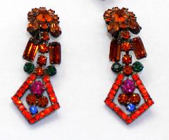 Orange Baguettes Earrings Clip