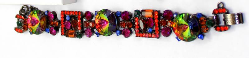 Front view of Orange Baguettes Rivoli/Margarita Bracelet 5 Link