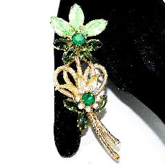 Green Navettes Brooch