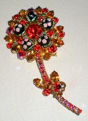 Orange Navettes Painted (hand/Transfer) Brooch