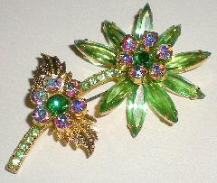 Green Navettes Brooch