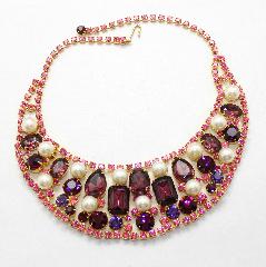 Purple (cardinal) Emerald Cut Pearl Necklace
