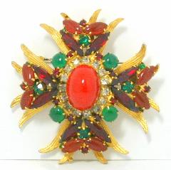 Red Cabochons Brooch