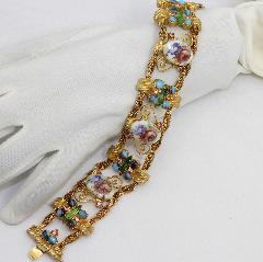 Multiple Colors Cabochons Painted (hand/Transfer) Bracelet Flat Push In