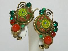 Multiple Colors Cabochons Molded/Cut Earrings Clip
