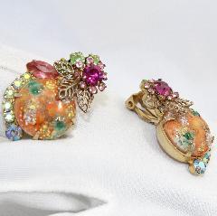Pastel Cabochons Painted (hand/Transfer) Earrings Clip