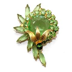Green Navettes Brooch