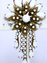 White (chalk Or Milk) Navettes Brooch