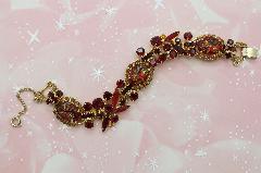 Red Cabochons Molded/Cut Bracelet 5 Link