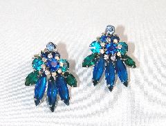 Blue Navettes Earrings Clip