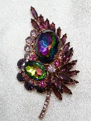 Purple (cardinal) Oval Multi-Color/Shaded Brooch